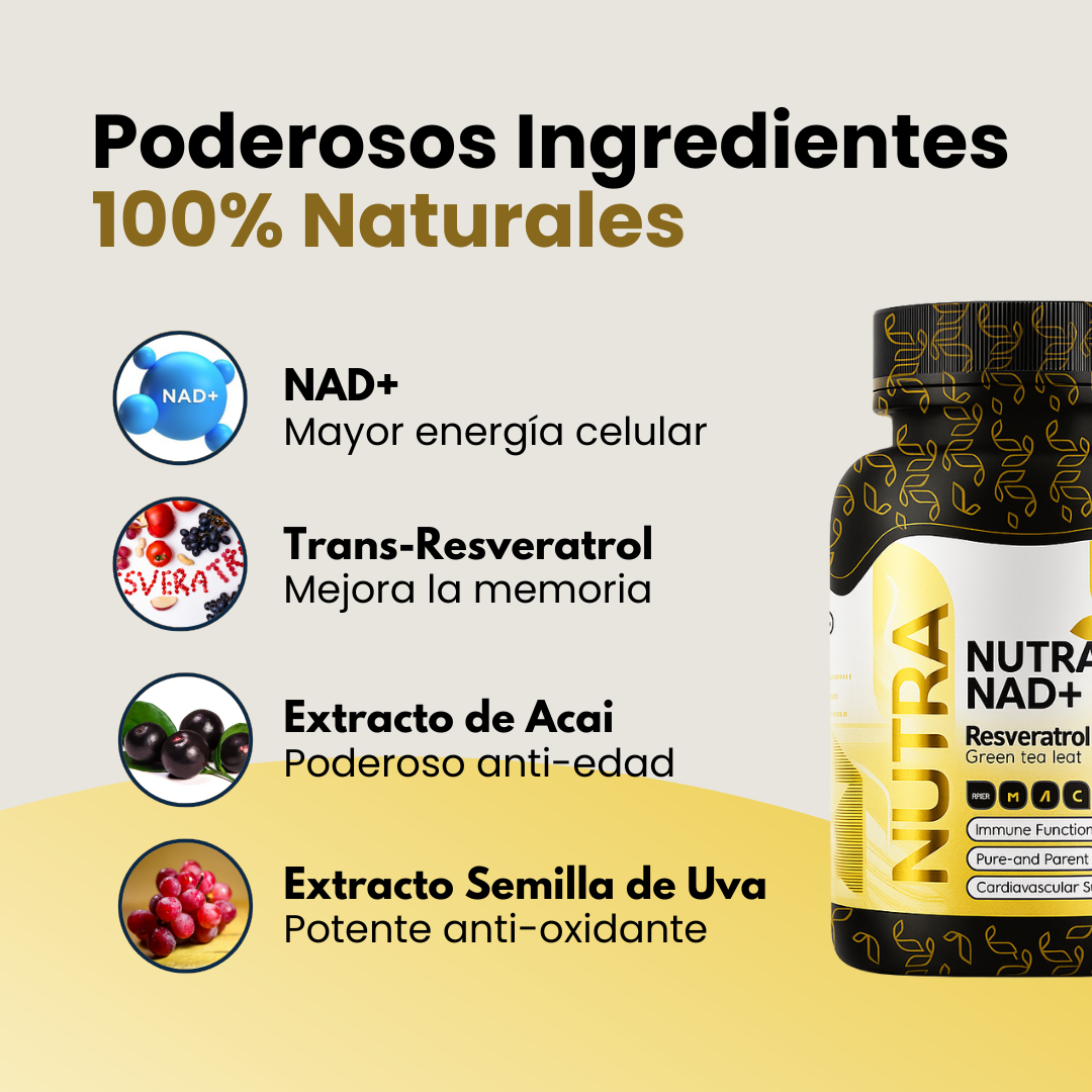 NAD+ CON RESVERATROL 90 CÁPSULAS
