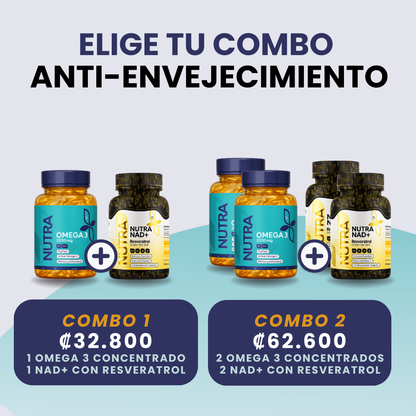 COMBO ANTI-ENVEJECIMIENTO OMEGA 3 60U Y NAD+ 90U