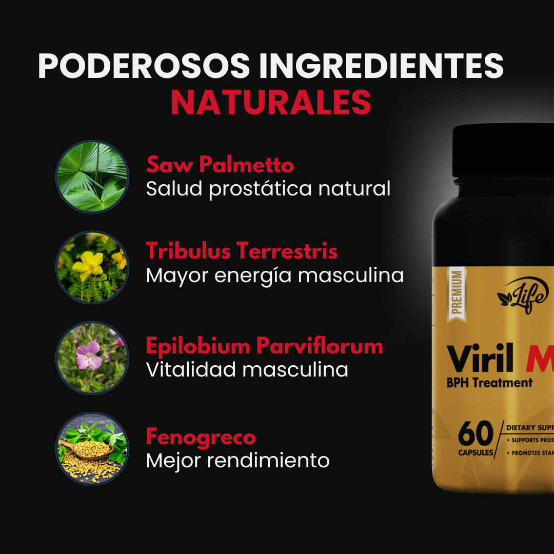 VIRIL MEN TESTOSTERONA Y ENERGÍA 60 CÁP.