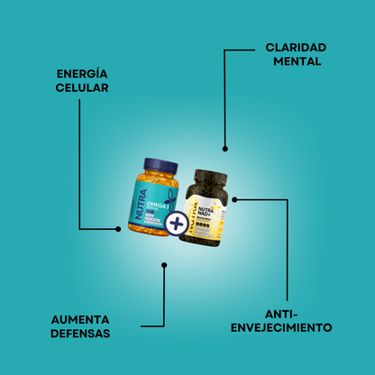 COMBO ANTI-ENVEJECIMIENTO OMEGA 3 60U Y NAD+ 90U