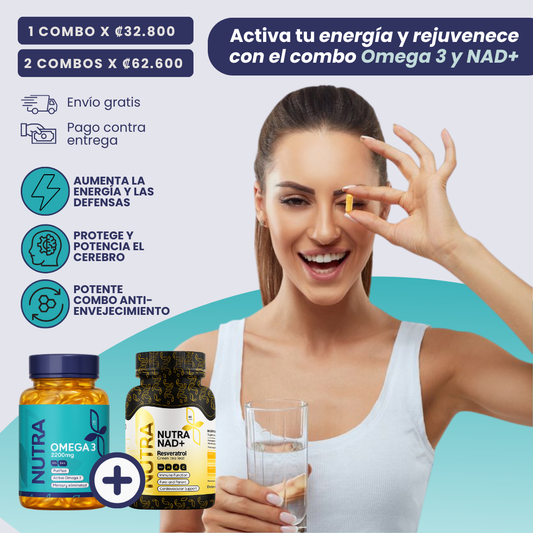 COMBO ANTI-ENVEJECIMIENTO OMEGA 3 60U Y NAD+ 90U