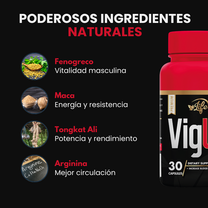 VIG UP TESTOSTERONA Y ENERGÍA 30 CÁP.